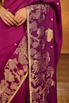 Masaba_Purple Jacquard Zari Berry Wine Zen Saree With Unstitched Blouse Piece _Online_at_Aza_Fashions
