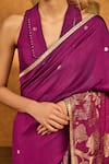 Buy_Masaba_Purple Jacquard Zari Berry Wine Zen Saree With Unstitched Blouse Piece _Online_at_Aza_Fashions