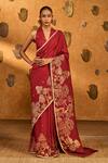 Buy Masaba Red Jacquard Zari Zen Saree With Unstitched Blouse Piece at Aza Fashions Buy_Masaba_Red Jacquard Zari Zen Saree With Unstitched Blouse Piece _at_Aza_Fashions