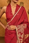 Masaba Red Jacquard Zari Zen Saree With Unstitched Blouse Piece at Aza Fashions Masaba_Red Jacquard Zari Zen Saree With Unstitched Blouse Piece _at_Aza_Fashions