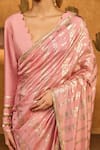 Shop Masaba Pink Silk Foil Printing Champagne Midas Touch Saree With Unstitched Blouse Piece Online at Aza Fashions Shop_Masaba_Pink Silk Foil Printing Champagne Midas Touch Saree With Unstitched Blouse Piece _Online_at_Aza_Fashions