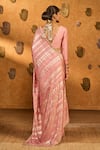 Shop Masaba Pink Silk Foil Printing Champagne Midas Touch Saree With Unstitched Blouse Piece at Aza Fashions Shop_Masaba_Pink Silk Foil Printing Champagne Midas Touch Saree With Unstitched Blouse Piece _at_Aza_Fashions