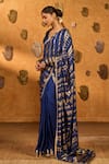 Shop_Masaba_Sapphire Silk Foil Printing Midas Touch Saree With Unstitched Blouse Piece _Online_at_Aza_Fashions