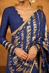Masaba_Sapphire Silk Foil Printing Midas Touch Saree With Unstitched Blouse Piece _at_Aza_Fashions