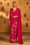 Buy Masaba Pink Silk Foil Printing, Zari Crane Dawn Saree With Unstitched Blouse Piece at Aza Fashions Buy_Masaba_Pink Silk Foil Printing, Zari Crane Dawn Saree With Unstitched Blouse Piece _at_Aza_Fashions