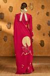 Shop Masaba Pink Silk Foil Printing, Zari Crane Dawn Saree With Unstitched Blouse Piece at Aza Fashions Shop_Masaba_Pink Silk Foil Printing, Zari Crane Dawn Saree With Unstitched Blouse Piece _at_Aza_Fashions