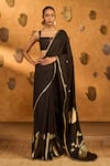 Buy Masaba Black Silk Foil Printing Stillwater Bloom Saree With Unstitched Blouse Piece at Aza Fashions Buy_Masaba_Black Silk Foil Printing Stillwater Bloom Saree With Unstitched Blouse Piece _at_Aza_Fashions