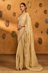 Masaba_Ivory Tissue, Silk Embroidery, Moon Garden Saree With Unstitched Blouse Piece _Online_at_Aza_Fashions