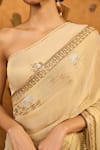 Masaba_Ivory Tissue, Silk Embroidery, Moon Garden Saree With Unstitched Blouse Piece _at_Aza_Fashions