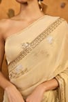 Shop_Masaba_Ivory Tissue, Silk Embroidery, Moon Garden Saree With Unstitched Blouse Piece 