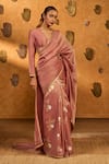 Masaba Mauve Tissue, Silk Embroidery, Moon Garden Saree With Unstitched Blouse Piece Online at Aza Fashions Masaba_Mauve Tissue, Silk Embroidery, Moon Garden Saree With Unstitched Blouse Piece _Online_at_Aza_Fashions