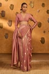 Buy Masaba Mauve Tissue, Silk Embroidery, Moon Garden Saree With Unstitched Blouse Piece Buy_Masaba_Mauve Tissue, Silk Embroidery, Moon Garden Saree With Unstitched Blouse Piece