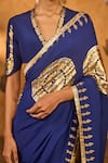 Buy Masaba Blue Crepe Foil Printing Sapphire Moon Fish Saree With Unstitched Blouse Piece Buy_Masaba_Blue Crepe Foil Printing Sapphire Moon Fish Saree With Unstitched Blouse Piece