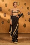 Shop Masaba Black Silk Sequins, Foil Wishdrop Gota Saree With Unstitched Blouse Piece Online at Aza Fashions Shop_Masaba_Black Silk Sequins, Foil Wishdrop Gota Saree With Unstitched Blouse Piece _Online_at_Aza_Fashions