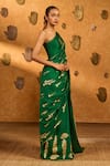 Buy Masaba Green Silk Foil Printing Cherry Wine Saree With Unstitched Blouse Piece Online at Aza Fashions Buy_Masaba_Green Silk Foil Printing Cherry Wine Saree With Unstitched Blouse Piece _Online_at_Aza_Fashions