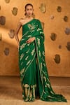 Buy Masaba Green Silk Foil Printing Cherry Wine Saree With Unstitched Blouse Piece at Aza Fashions Buy_Masaba_Green Silk Foil Printing Cherry Wine Saree With Unstitched Blouse Piece _at_Aza_Fashions