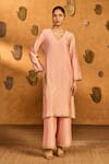 Buy Masaba Pink Chanderi Foil Printing, Embroidery V-neck Baby Crane Dawn Kurta And Pant Set at Aza Fashions Buy_Masaba_Pink Chanderi Foil Printing, Embroidery V-neck Baby Crane Dawn Kurta And Pant Set _at_Aza_Fashions