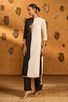 Masaba_Black Shantoon Embroidery, Zari, Foil Printing, Ying Yang Kurta And Pant Set _Online_at_Aza_Fashions
