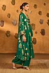 Masaba_Green Silk, Shantoon Metallic Thread, Embroidery, Gota Folkstone Kurta With Pant _Online_at_Aza_Fashions