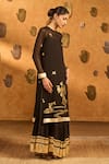 Shop_Masaba_Black Silk, Georgette Gota Patti, Foil Stillwater Bloom Anarkali With Kurta _Online_at_Aza_Fashions