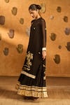 Buy_Masaba_Black Silk, Georgette Gota Patti, Foil Stillwater Bloom Anarkali With Kurta 