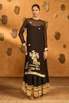 Buy_Masaba_Black Silk, Georgette Gota Patti, Foil Stillwater Bloom Anarkali With Kurta _at_Aza_Fashions