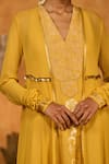 Buy_Masaba_Yellow Georgette Foil Printing, Spiced Ochre Pop Pendant Anarkali And Jacket Set 