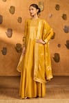 Buy Masaba Yellow Chanderi, Organza Foil Printing, Ochre Snow Light Anarkali With Dupatta Online at Aza Fashions Buy_Masaba_Yellow Chanderi, Organza Foil Printing, Ochre Snow Light Anarkali With Dupatta _Online_at_Aza_Fashions