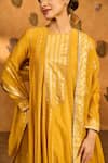 Shop Masaba Yellow Chanderi, Organza Foil Printing, Ochre Snow Light Anarkali With Dupatta Shop_Masaba_Yellow Chanderi, Organza Foil Printing, Ochre Snow Light Anarkali With Dupatta