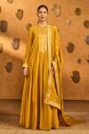 Buy Masaba Yellow Chanderi, Organza Foil Printing, Ochre Snow Light Anarkali With Dupatta at Aza Fashions Buy_Masaba_Yellow Chanderi, Organza Foil Printing, Ochre Snow Light Anarkali With Dupatta _at_Aza_Fashions