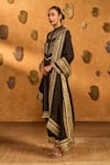Shop_Masaba_Black Silk, Organza Embroidery, Gota Patti, Foil Vase Kurta And Culotte Set _Online_at_Aza_Fashions