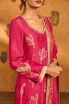 Shop_Masaba_Pink Silk, Shantoon, Organza Foil Printing, Crane Dawn Kurta Pant Set _Online_at_Aza_Fashions