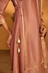 Buy_Masaba_Mauve Tissue, Silk Embroidery, Foil Printing, Tassels, Tea Blossom Kurta Set 