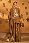 Buy Masaba Brown Silk Foil Printing, Lace, Sequins Round Neck Trinklet Tree Kurta Pant Set at Aza Fashions Buy_Masaba_Brown Silk Foil Printing, Lace, Sequins Round Neck Trinklet Tree Kurta Pant Set _at_Aza_Fashions
