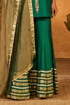Masaba Green Silk, Tissue Embroidery, Tassels, Zari, Foil Printing Gilded Sharara Set at Aza Fashions Masaba_Green Silk, Tissue Embroidery, Tassels, Zari, Foil Printing Gilded Sharara Set _at_Aza_Fashions