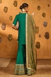 Shop Masaba Green Silk, Tissue Embroidery, Tassels, Zari, Foil Printing Gilded Sharara Set at Aza Fashions Shop_Masaba_Green Silk, Tissue Embroidery, Tassels, Zari, Foil Printing Gilded Sharara Set _at_Aza_Fashions