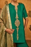 Buy Masaba Green Silk, Tissue Embroidery, Tassels, Zari, Foil Printing Gilded Sharara Set Buy_Masaba_Green Silk, Tissue Embroidery, Tassels, Zari, Foil Printing Gilded Sharara Set