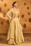 Shop Masaba Ivory Tissue, Silk Embroidery, Gota Patti, Zari, Tassels Sakura Lehenga Set Shop_Masaba_Ivory Tissue, Silk Embroidery, Gota Patti, Zari, Tassels Sakura Lehenga Set