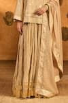 Buy_Masaba_Beige Silk, Organza Foil Printing, Gota Oatmeal Crane Dawn Kurta Skirt Set _Online_at_Aza_Fashions