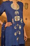 Buy_Masaba_Sapphire Silk Foil Printing, Zari V-neck Moonfish Kurta Skirt Set