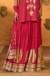 Buy_Masaba_Red Silk Foil Printing, Tassels Halter Neck Raspberry Moonfish Kurta Skirt Set 
