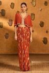 Buy Masaba Rust Crepe, Silk Embroidery, Foil Printing Soft Lantern Shrug And Skirt Set at Aza Fashions Buy_Masaba_Rust Crepe, Silk Embroidery, Foil Printing Soft Lantern Shrug And Skirt Set _at_Aza_Fashions