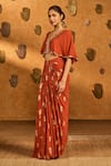 Buy Masaba Rust Crepe, Silk Embroidery, Foil Printing Soft Lantern Shrug And Skirt Set Buy_Masaba_Rust Crepe, Silk Embroidery, Foil Printing Soft Lantern Shrug And Skirt Set