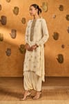 Masaba_Ivory Crepe, Silk Embroidery, Sequins, Foil Windrose Kurta And Dhoti Pant Set _Online_at_Aza_Fashions
