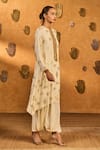 Shop_Masaba_Ivory Crepe, Silk Embroidery, Sequins, Foil Windrose Kurta And Dhoti Pant Set _Online_at_Aza_Fashions