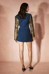 Shop_Nirmooha_Blue Sequins V-neck, Collared Midnight Majesty Blazer Dress _Online_at_Aza_Fashions
