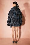 Shop_Nirmooha_Blue Velvet Bandeau , High Midnight Eclipse Dress And Jacket Set _at_Aza_Fashions