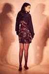 Shop_Nirmooha_Black Crepe Embroidery Bandeau Neck, Collared Inferno Sculpted Dress And Shirt Set _at_Aza_Fashions
