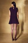 Shop_Nirmooha_Purple Microfiber Ruffles, Embroidery Round Neck Plum Shift Dress _at_Aza_Fashions