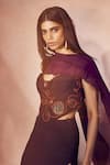 Buy_Nirmooha_Purple Crepe, Georgette Embroidery, Beads One Plum Flame Corset And Skirt Set _Online_at_Aza_Fashions